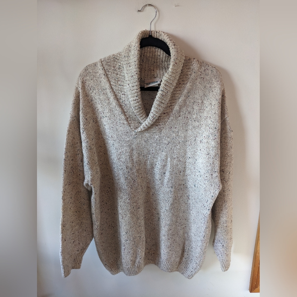 Vintage Northern Reflections Men’s Shawl-Collar Sweater L — Cotton/Wool Blend